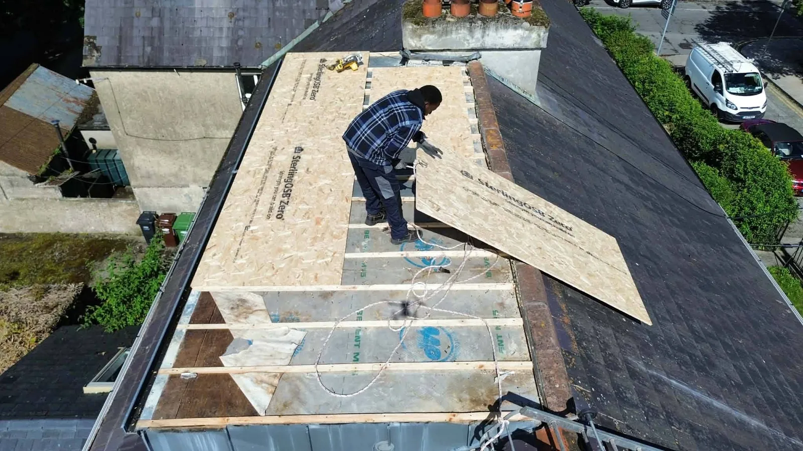 New OSB deck boards fixed over the dormer joists, Ranelagh