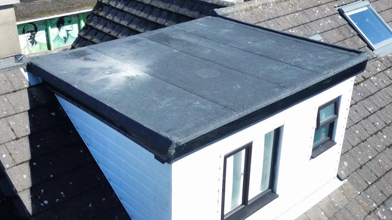 Finished felt flat roof on a dormer in Ringsend