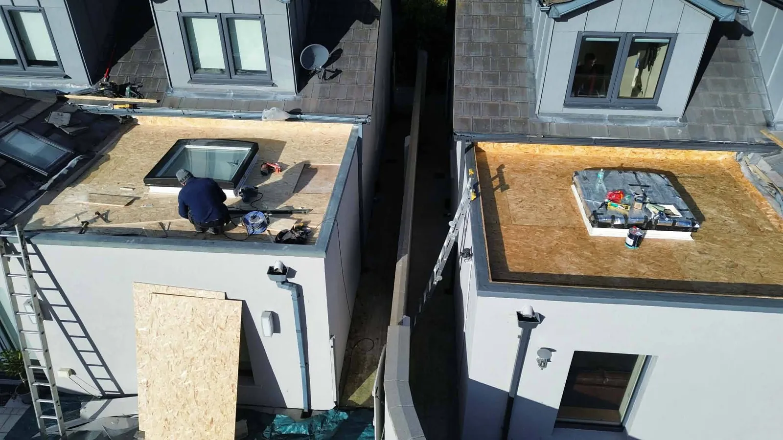 New OSB decks on two extension roofs in Clontarf