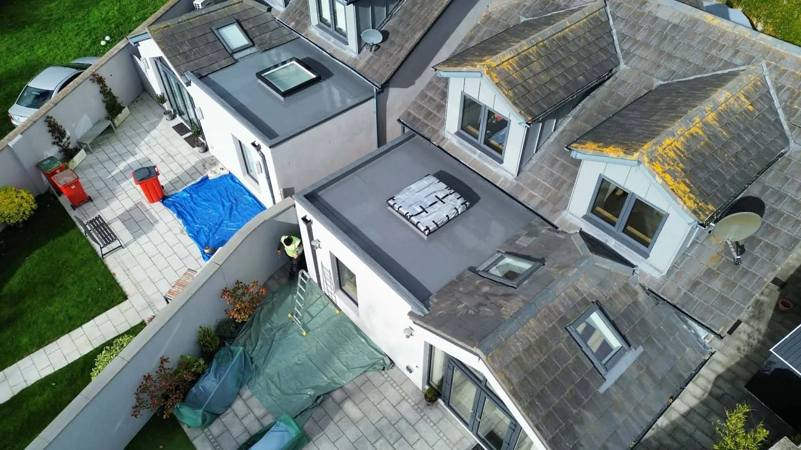 Both extension roofs in Clontarf from above