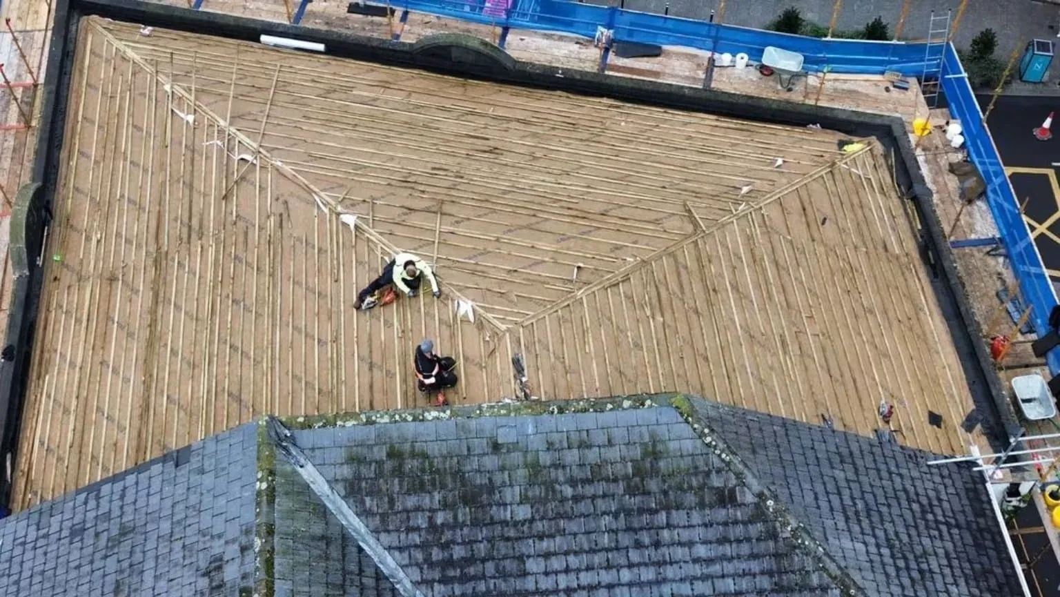 New battens across the hipped roof, County Meath