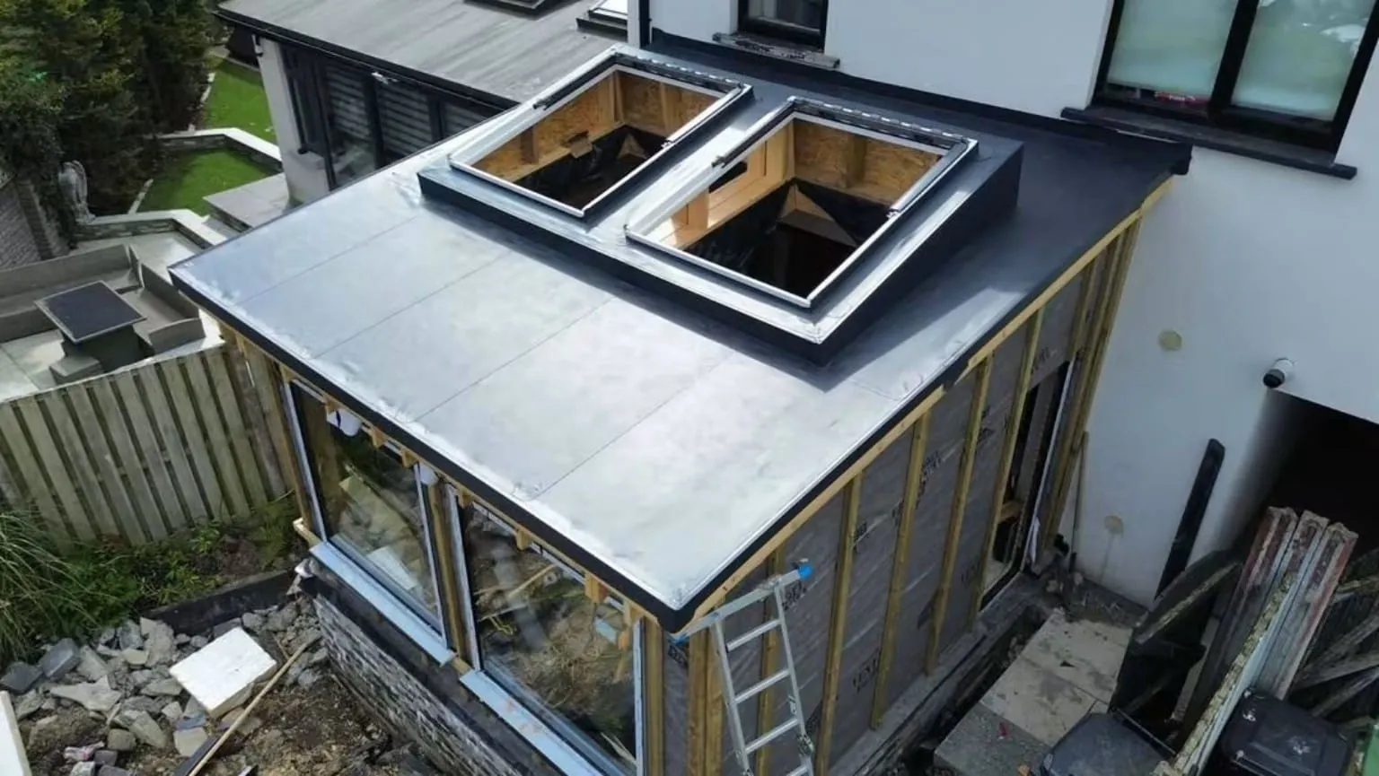 PVC edge trims along the extension roof, Saggart