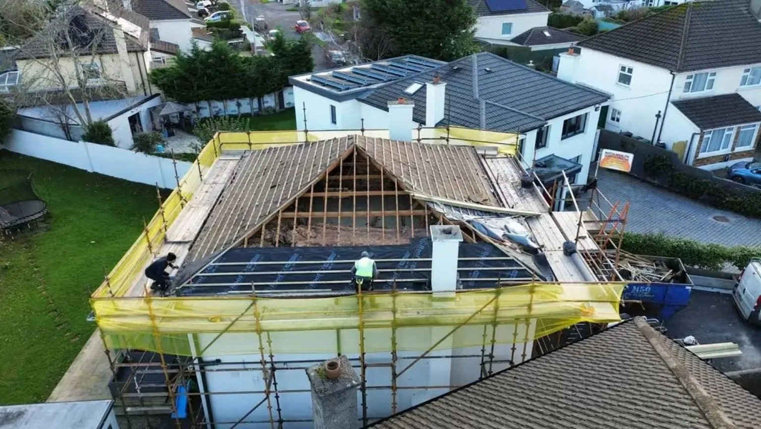 Roof stripped back to the timbers during the Rathfarnham roof replacement