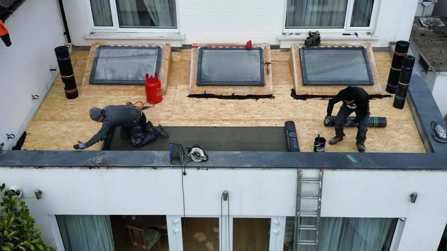 New OSB deck and rooflight kerbs on the Blackrock extension