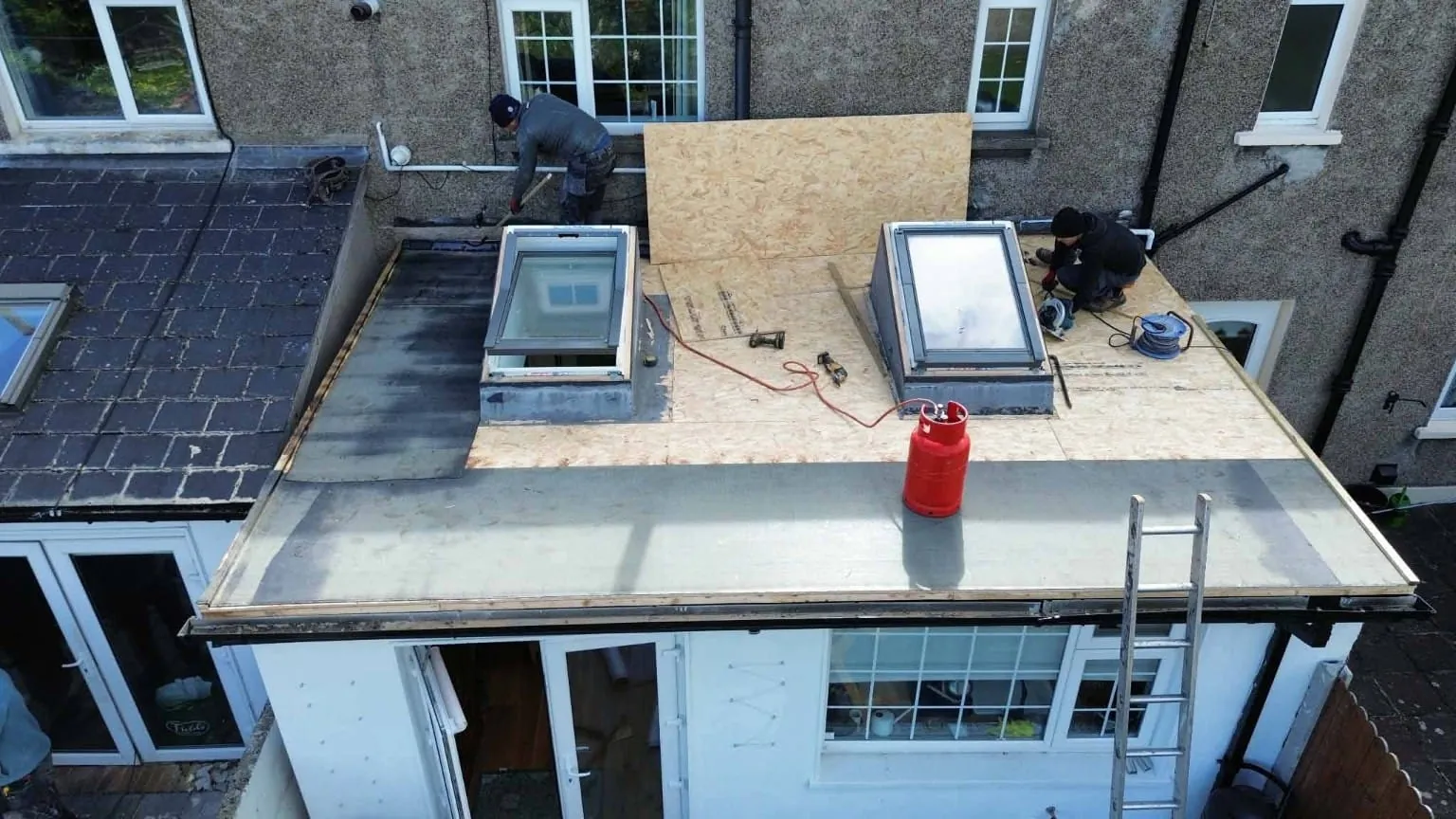 New deck on a flat roof before felting