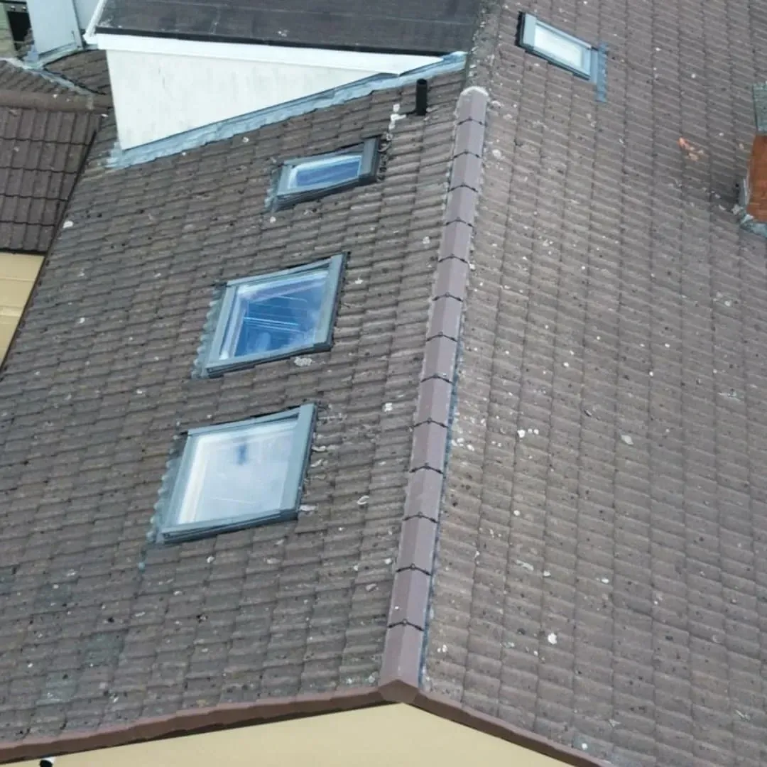 Slate roof with three roof windows