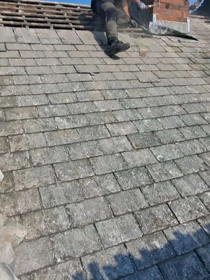 Close view of a slate roof